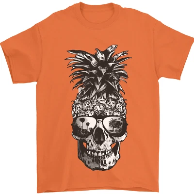 T-Shirt Homme Tête De Mort Ananas Surf Surfing Vacances 100% Coton - Photo 1/4