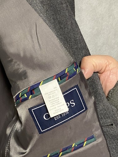 Chaps Blazer Men 42L Gray Wool Flannel Academia Coat Jacket Ralph Lauren Luxury - Picture 10 of 11