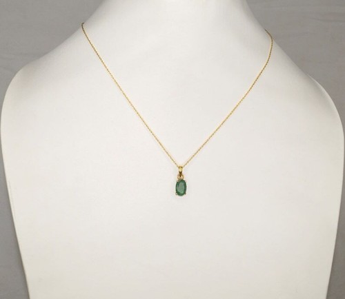 Zertifiziert 2,14 Karat natürlicher grüner Smaragd Anhänger Schmuck 14k massiv Gold B329 - Bild 2 von 4