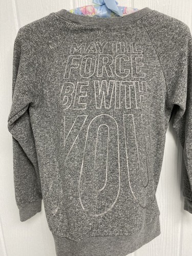 Star Wars Girls Gray Sweater Faux Leather Front Size M (10/12) - Picture 6 of 10