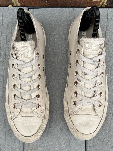 Converse Chuck Taylor All Star Low Top Women's Size 8 Leather Shoes Beige Tan - Picture 4 of 10