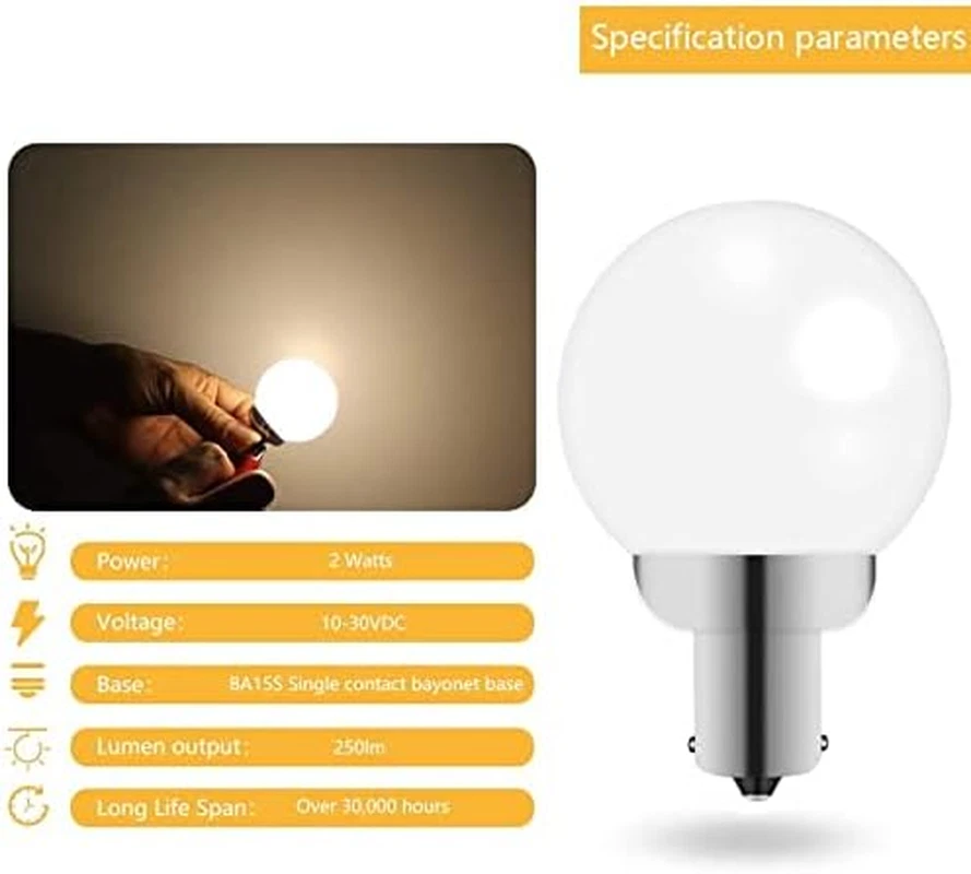 1141 1156 20-99 12V RV Vanity LED Light Bulbs BA15S Single Contact Bayonet Base - Image 2 of 4