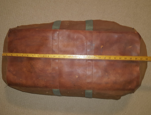 Vintage 60s L.L. Bean Cursive Label Canvas Duffel Bag Leather Handles Talon - Picture 8 of 22