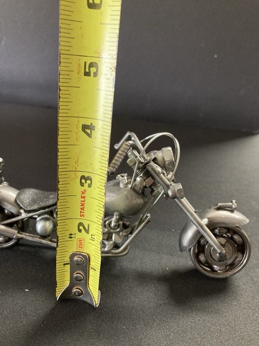 Homemade Chopper Motorcycle Scrap Art Uses Scrap Hardware W/ Bearing Wheels - Picture 9 of 9