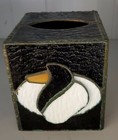 VINTAGE ACRYLIC? DUCK GOOSE BIRD “STAINED GLASS” SQUARE TISSUE BOX HOLDER