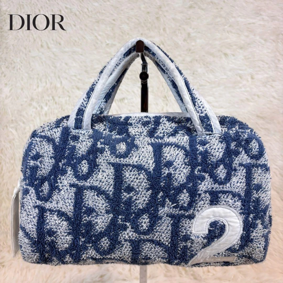 Sac à main CHRISTIAN DIOR Trotter n°2 sac fourre tout pile tissu bleu x blanc authentique