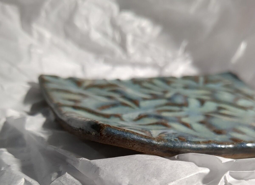 Pottery dragonfly Dish Tray Blue Brown  - Picture 3 of 10