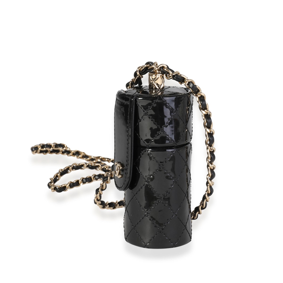 Chanel Black Quilted Patent Leather Lipstick Case On Chain eBay