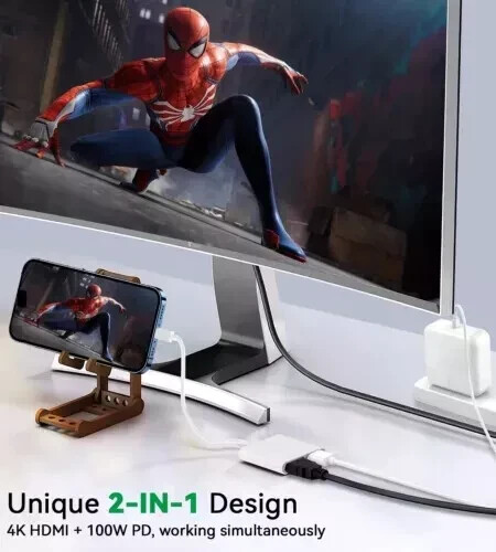 USB C auf HDMI Kabel Typ C für TV AV Adapter für iPhone 16 Samsung s25 Ultra - Bild 4 von 7