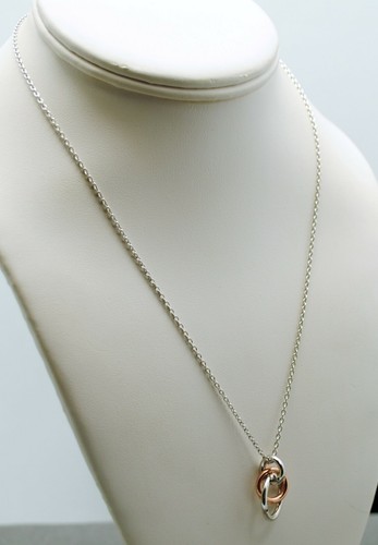 STERLING SILVER CABLE CHAIN LINKED NECKLACE ART DECO PENDANT 18.0" #F143 - Picture 2 of 3