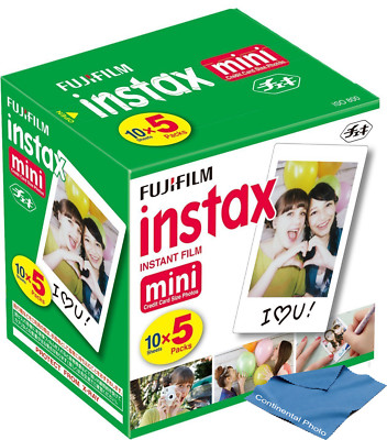 50 Sheets Fujifilm Instax Mini Instant Film + Cloth for all Fuji Mini Cameras 