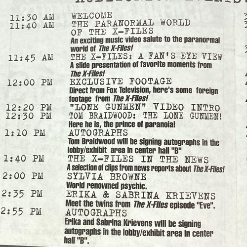 X Files June 1995 Vintage Convention Program Event Paper Schedule Fan Club - Picture 8 of 12