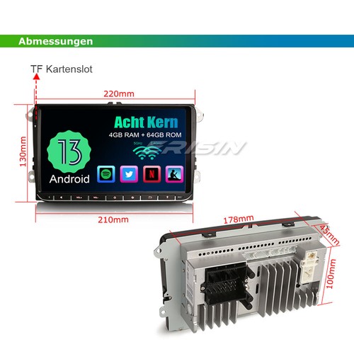 9" Android 13 Autoradio 8-Kern GPS DAB+BT Für VW Crafter Amarok Caddy Polo ŠKODA - Bild 18 von 24