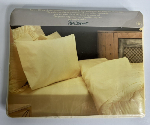 Vintage Full Size Bed Flat Sheet Lady Pepperell Grandeur No Iron USA Beige NIP - Picture 4 of 7