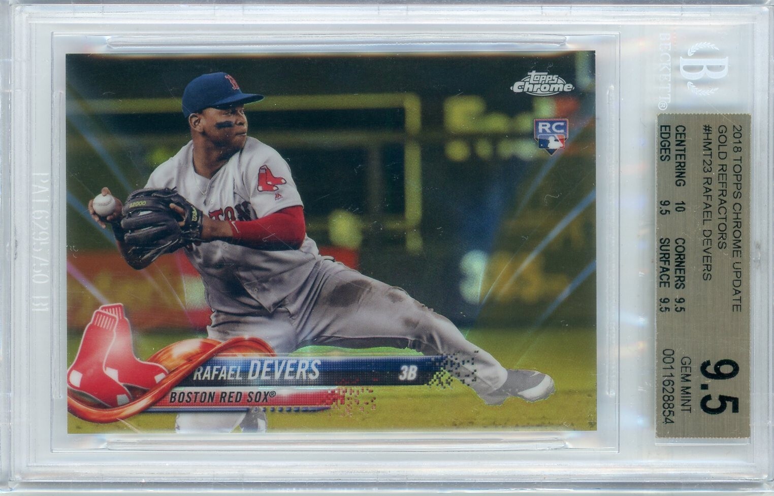 2018 Topps Chrome Update Gold Refractor Rookie #MT23 Rafael Devers 37/50 BGS 9.5