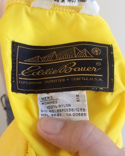vintage 80s Eddie Bauer Nylon Vibrant Canary Yellow Windbreaker Anorak M - Picture 7 of 7