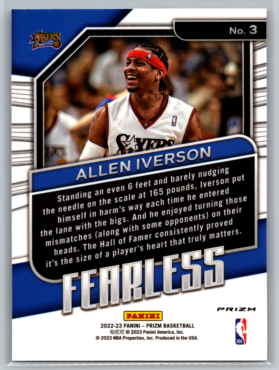 Allen Iverson 2022-23 Panini Prizm Fearless Silver Prizm #3