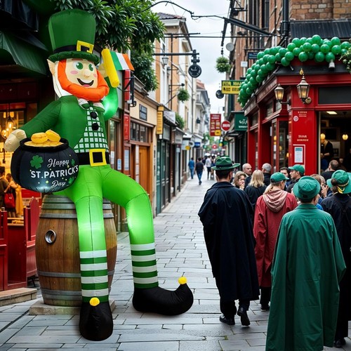 Sitting 8FT Leprechaun Inflatable for Roof or Yard with Bright LED Illumination - Picture 9 of 9