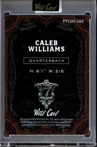 CALEB WILLIAMS ~ 2024 Wild Card 7 Card Studs Green #CW2 (#2/2) - Picture 2 of 2