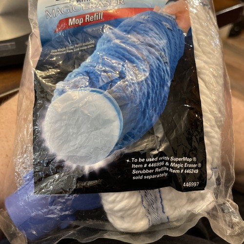 New Mr Clean Super Mop Refill With Magic Eraser Scrubber Blue 446997 - Picture 2 of 5