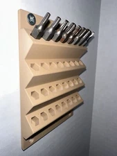 Hex Bit Holder / Organizer 1/4 Inch Hex Impact Bit Wall Mounted Storage Rack Tan