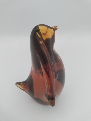 Viking Glass Topaz/Amber Blown glass Penguin VTG Paper weight - Picture 8 of 10