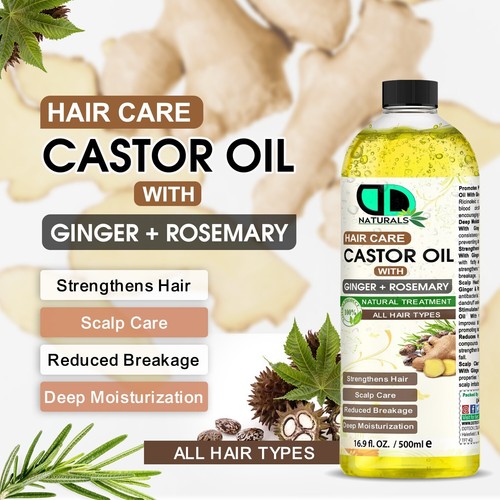 Hair Care Castor Oil with Ginger & Rosemary  Oil - Growth, Strength and Nourish - Picture 1 of 27