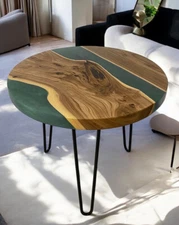Custom Epoxy Coffee Table Unique Handmade Resin & Wood Balcony Furniture Home De