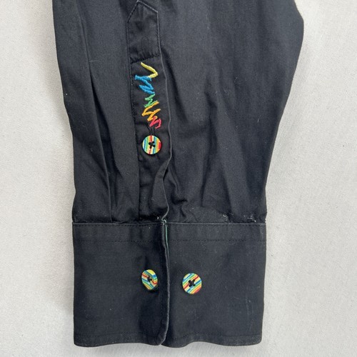 Coogi Black Button Down Long Sleeve Dress Shirt Rainbow Flip Cuffs Mens XXXL - Picture 11 of 16
