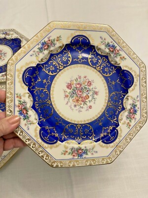 RARE & GORGEOUS Schlaggenwald Octagonal China Porcelain Plates Ovington