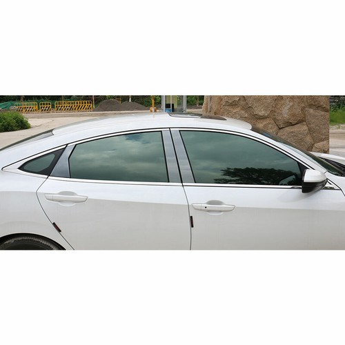 Fit For Honda Civic 2016-2020 Black+Chrome Window Molding Trim Decoration Strips - Bild 2 von 6