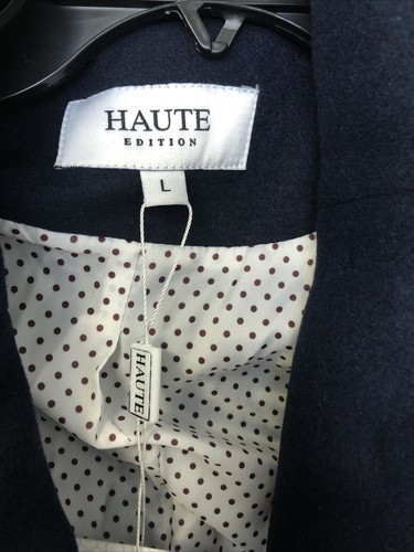 Haute Edition Navy Double-Breasted Pea Coat Women's Size Large - Picture 3 of 5