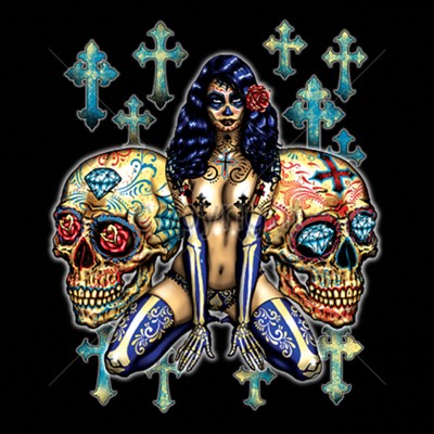 Sugar Skull Pin Up Girl Tank Tops Crosses Women/'s Day of Dead