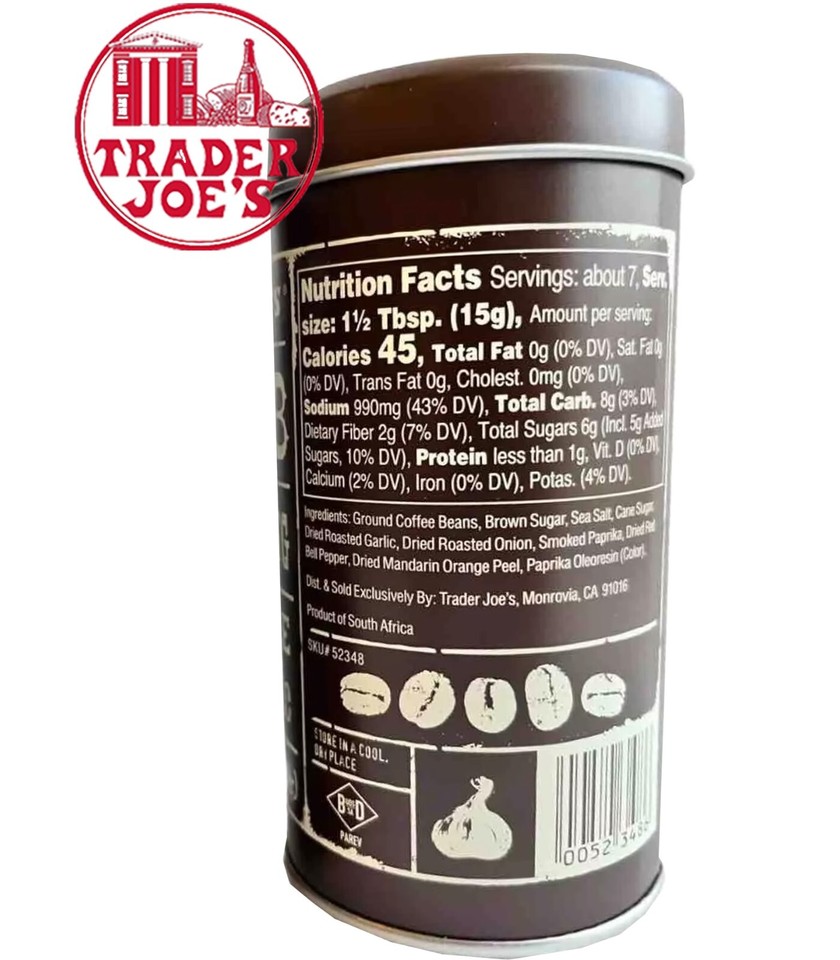 Trader Joe's BBQ Rub & Seasoning with Coffee & Garlic 3.5oz Can eBay