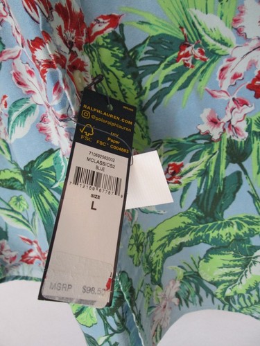 NWT Men's RALPH LAUREN Short Sleeve Cotton Button Up Hawaiian Aloha Shirt Size L - Picture 3 of 5