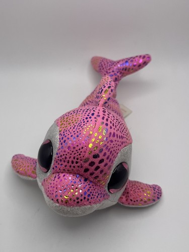 Ty Beanie Boos Sparkles Pink Dolphin 8” Sparkly Stuffed Animal Toy No Heart Tag