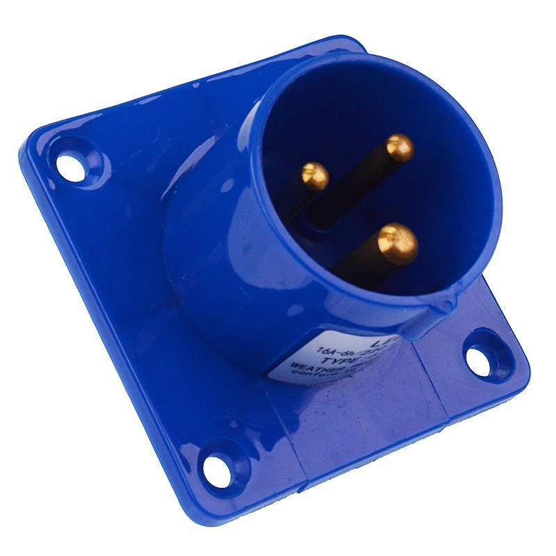 SWITCH ELECTRONICS Blue 16A 230V 2P+E Industrial Panel Mount Plug Connector IP44