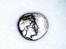 Bithynia Kios 345-315BC. AR Hemidrachm Apollo /Prow of galley (11MM-1.03G) #109