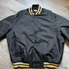 VNTG 80’s West Ark Paving Company Employee Black Nylon Varsity USA Made Jacket