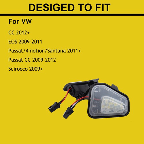 2X White 6000K Side Mirror Puddle Lights LED Lamp For VW CC Passat Scirocco - Picture 7 of 11