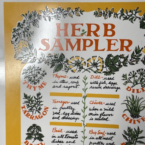 Vintage Screencraft Tile Herb Sampler By Phyllis Howard 6 Inch Square - Picture 3 of 4