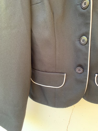 MISS SHOP Womens Size 8 XS Blazer Jacket Black 90s Y2K White Piping Aust Made - Imagen 3 de 10