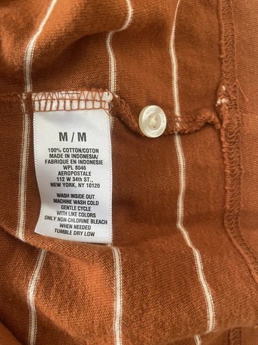 AEROPOSTALE Mens  stripe polo shirt rusty size medium - Picture 5 of 5