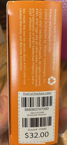 AT&T JABRA BT2080 Universal Bluetooth HEADSET - New - Picture 3 of 3