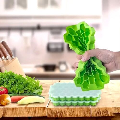 Ice Cube Tray With Lid Mould Honeycomb Shape Silicone Freezer - Picture 2 of 6