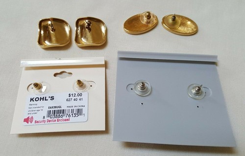 4 pares de pendientes perforados de colección 1 tono plateado y 3 dorado 2 tarjetas originales usados en muy buena condición - Imagen 6 de 8
