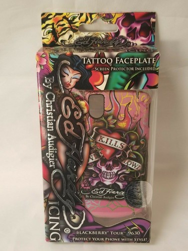 Blackberry Tour 9630 Ed Hardy Pink Love Kills Slowly Faceplate +Screen Protector - Picture 3 of 3