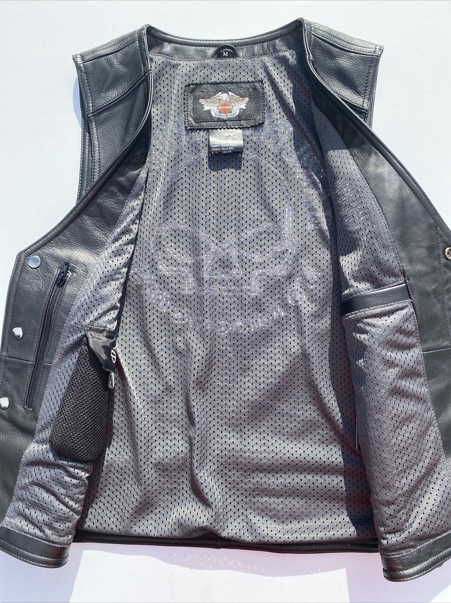 Harley-Davidson Men Reflective Wille G Skull Leather Vest Harley-Davidson Men Reflective Wille G Skull Leather Vest