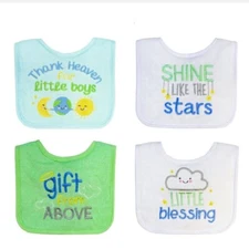 *NEW* Parents Choice 4 Pack Boy Thank Heaven Infant Multi-Color Variety Bib Set
