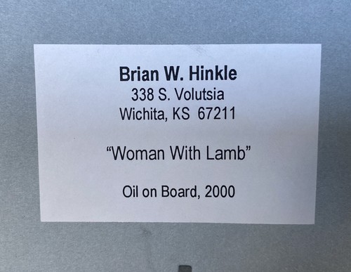 Framed Oil Painting by Brian Hinkle 'Woman with Lamb', Circa 2000, 17" by 14" - Picture 8 of 9